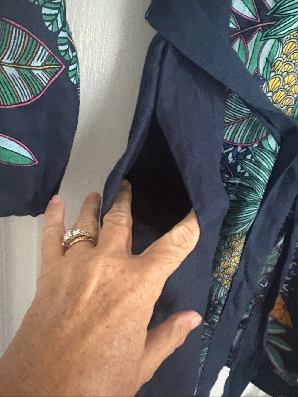 Boden linen dress tunic NWT US 6 notch neck linen mini navy pineapple bloom - Picture 4 of 16
